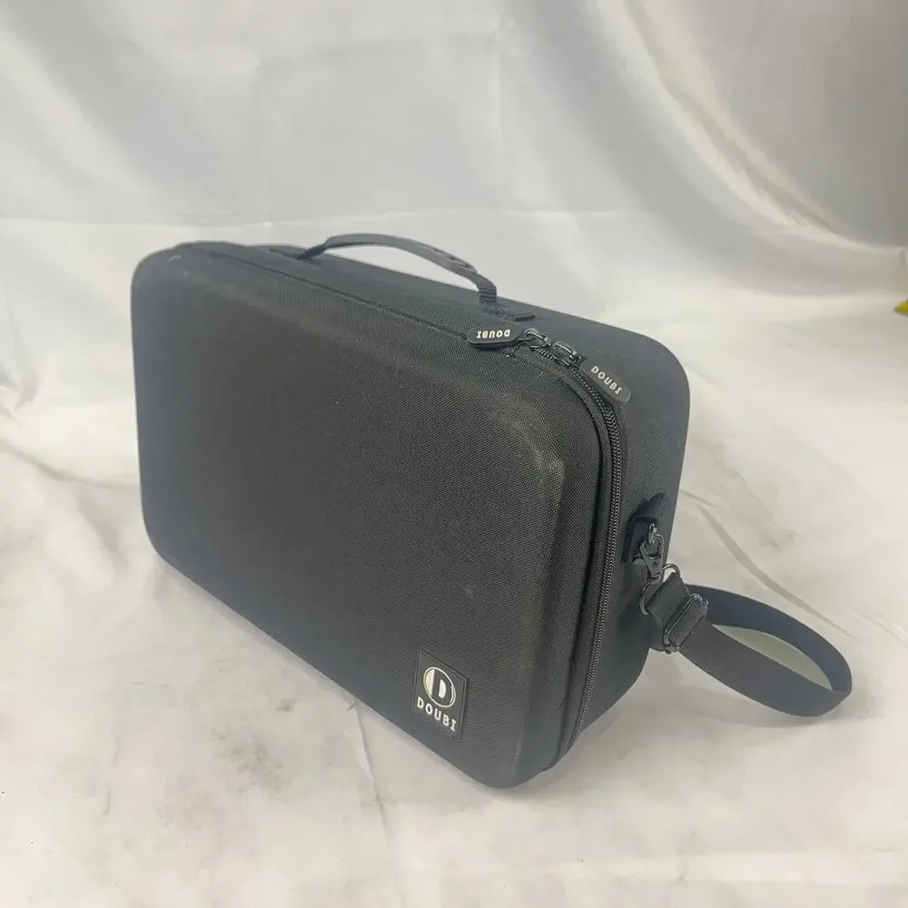 DOUBI Hard Shell Mini Projector Case Travel Bag Black Shoulder Strap Mesh Pocket